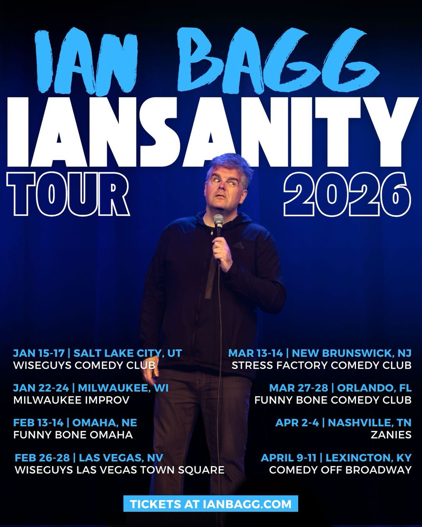 Ian Bagg Iansanity Tour Poster 2026
